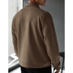 Men Solid Color Raglan Sleeve Zip Up Casual Minimalist Jacket