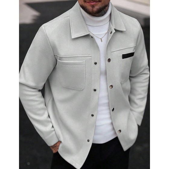 Men Solid Color Casual Long Sleeve Overcoat for Autumn and Winter