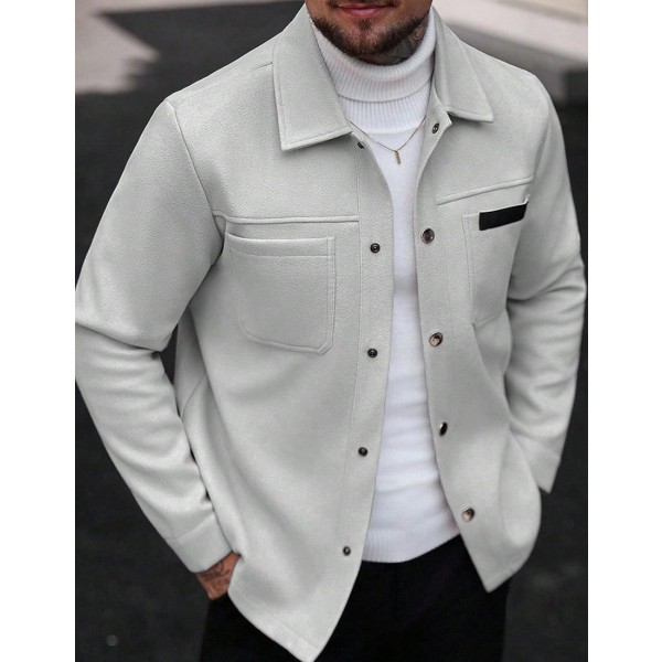 Men Solid Color Casual Long Sleeve Overcoat for Autumn and Winter
