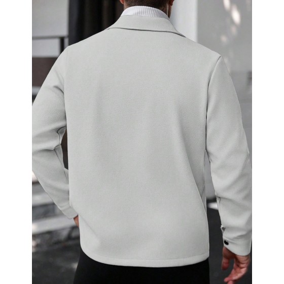 Men Solid Color Casual Long Sleeve Overcoat for Autumn and Winter