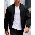 Men Casual Solid Color Commuter Zip Up Jacket
