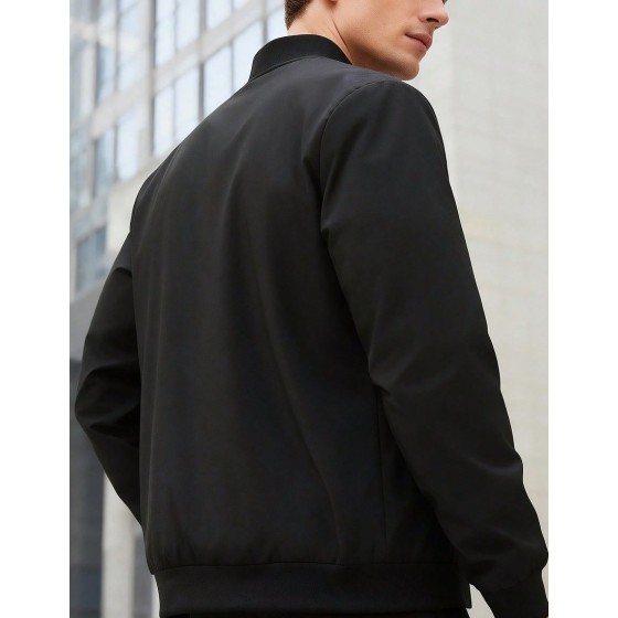 Men Casual Solid Color Commuter Zip Up Jacket