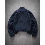 Men s Navy Blue Woven Fabric Long Sleeve Regular Length Jacket With Striped Detail