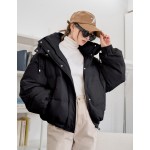 Women's Solid Color Long Sleeve Zipper Collar Casual Hooded Winter Jacket Women Coats