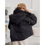 Women's Solid Color Long Sleeve Zipper Collar Casual Hooded Winter Jacket Women Coats