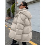 Women Casual Solid Color Hooded Padded Coat Winter Winter Women Clothes Padded Coat Women Jacket School