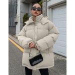 Women Casual Solid Color Hooded Padded Coat Winter Winter Women Clothes Padded Coat Women Jacket School