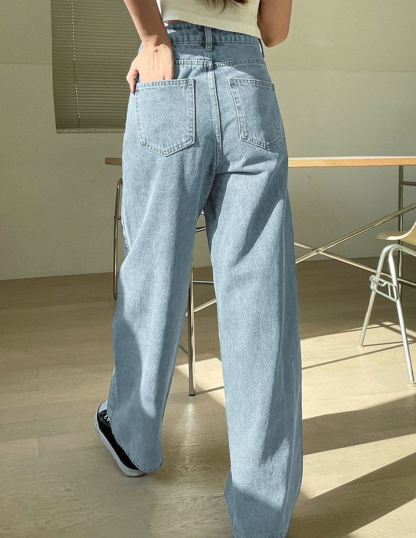 High Waist Washed Wide Leg Jeans