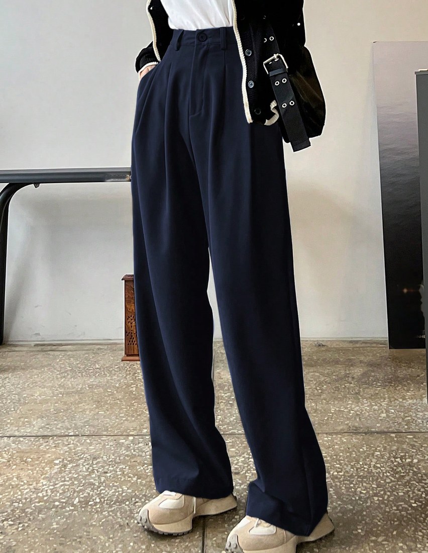 Women s Solid Color Pocket Straight Leg Casual Office Pants Women Dress Pants Fall