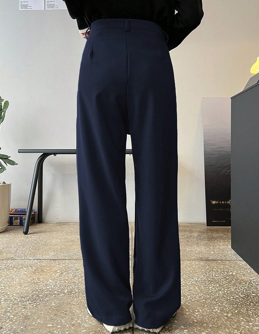 Women s Solid Color Pocket Straight Leg Casual Office Pants Women Dress Pants Fall