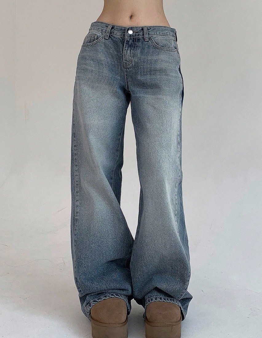 Women's Pocket Loose Wide Leg Casual Versatile Jeans