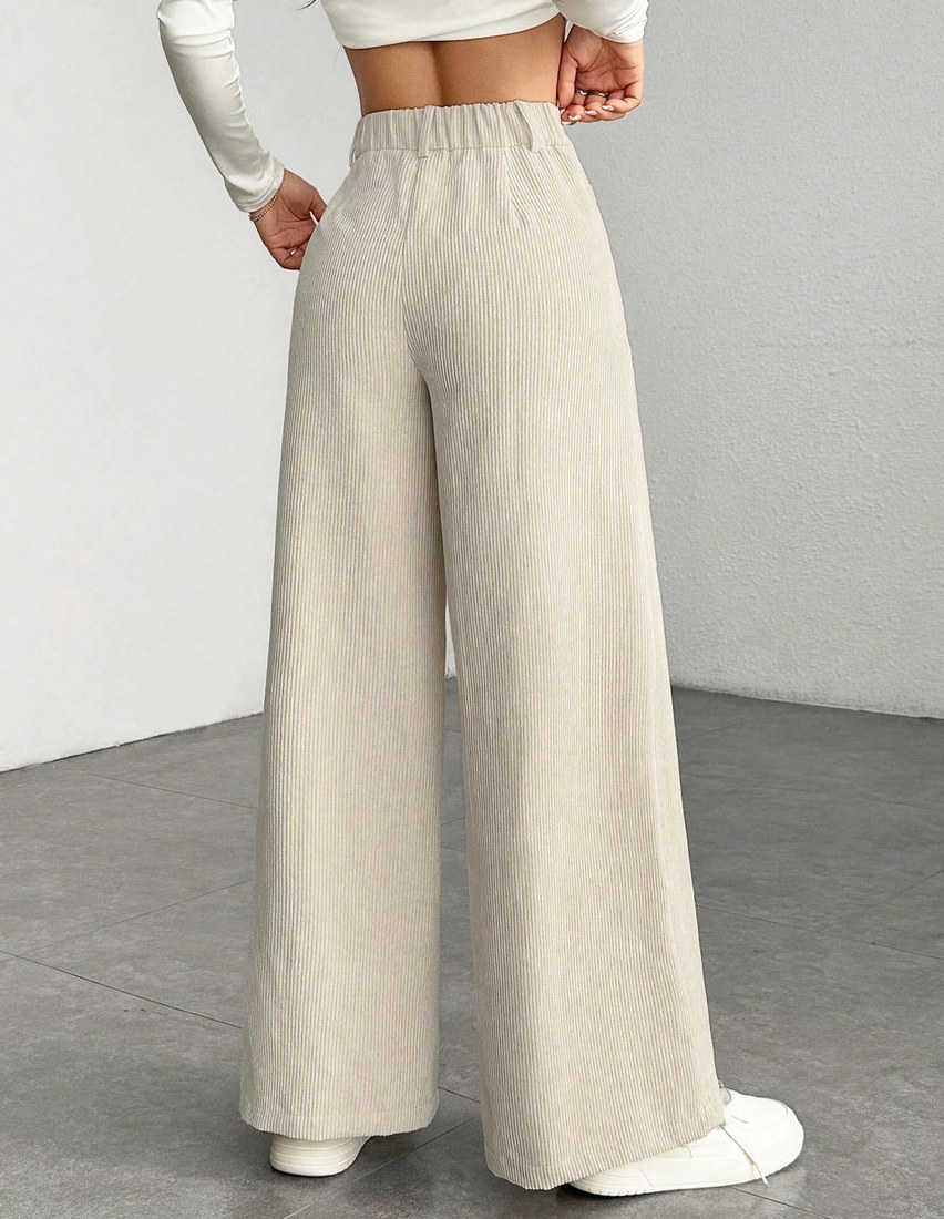 Women s Solid Color Front Button Casual Wide Leg Pants Suitable For Daily Wear Petite Women