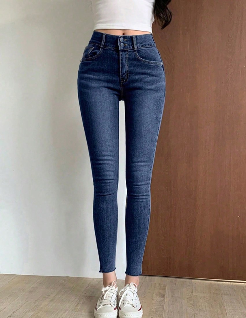 Women s Pocket Skinny Casual Versatile Denim Jeans High Waisted Jeans