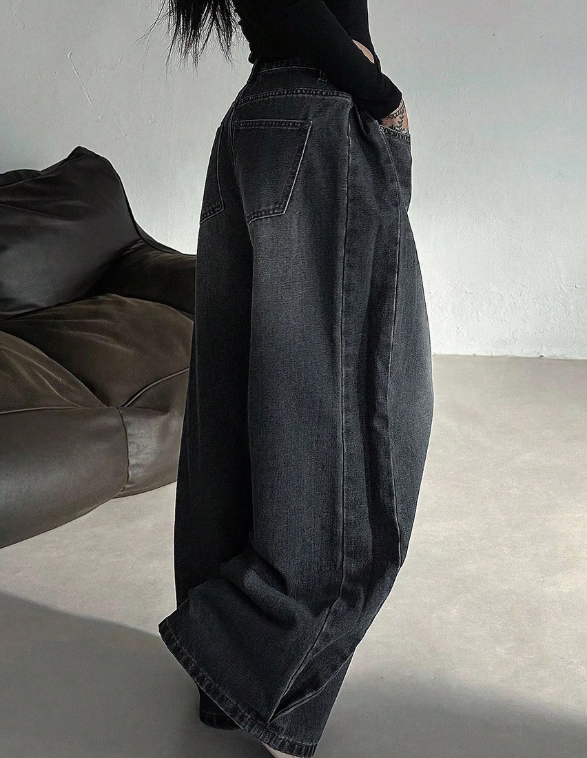 Women s Distressed Washed Wide Leg Jeans