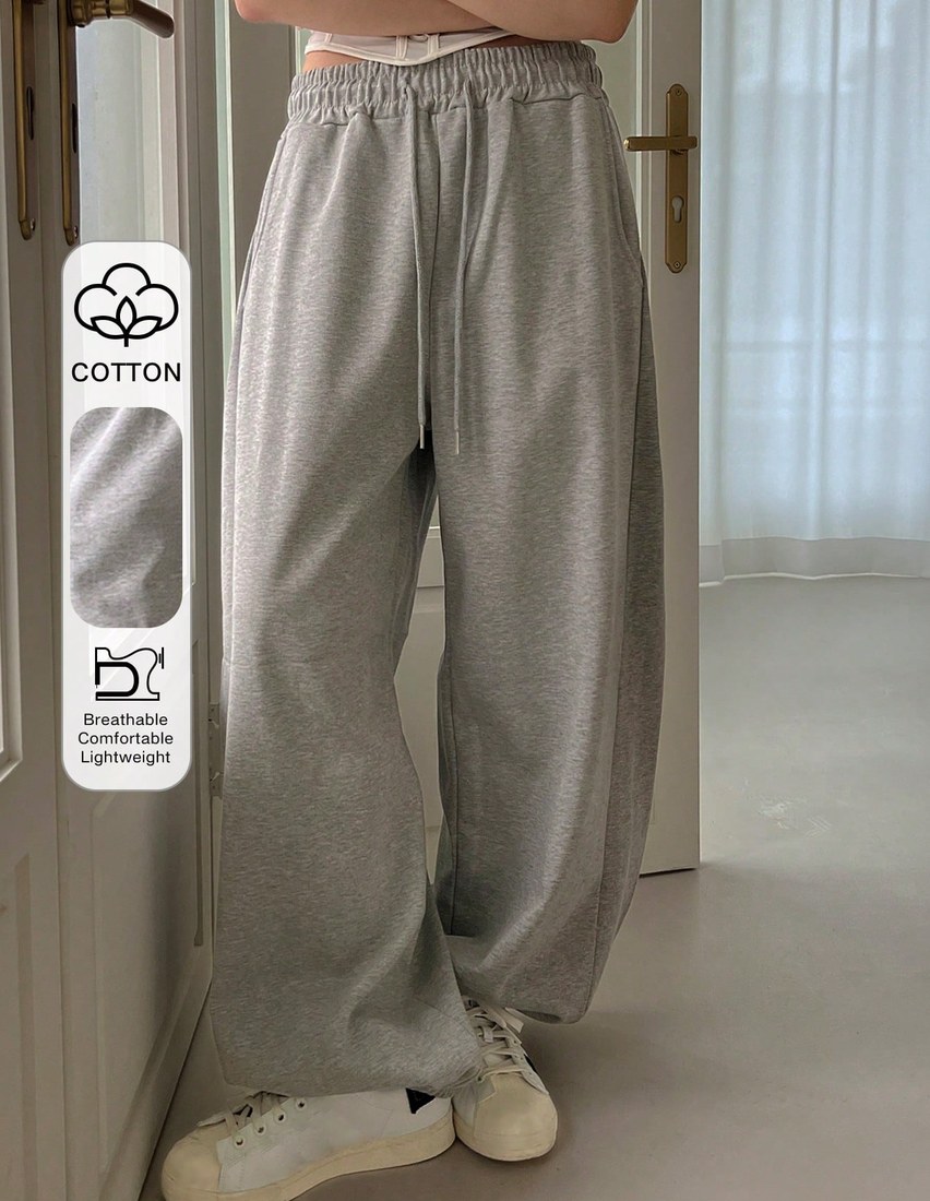 Drawstring Waist Wide Leg Sweatpants Fall Winter Women Joggers