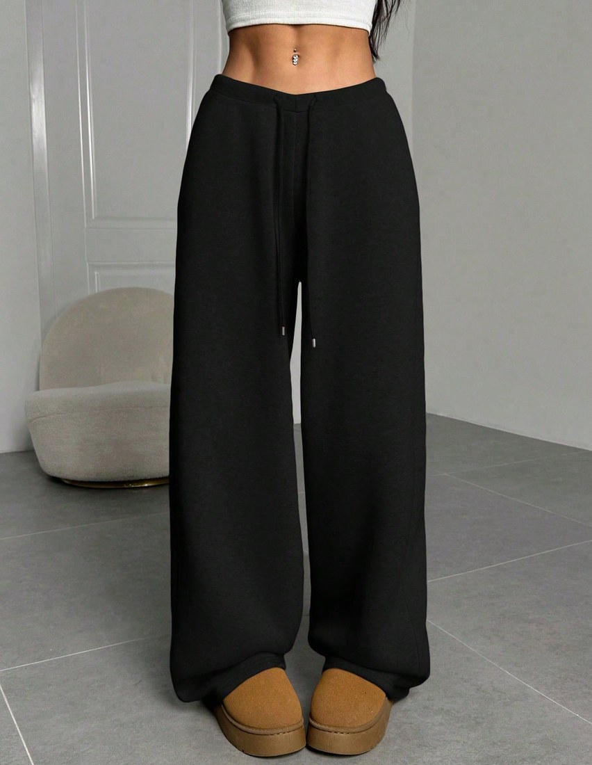 Women s Solid Color Front Tie Simple Straight Leg Sweatpants Casual Daily Wear Graduation Teacher For Women Back To School