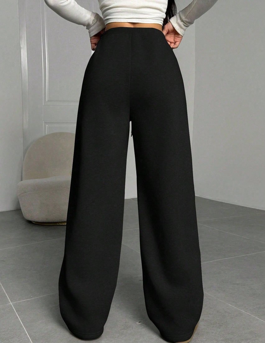Women s Solid Color Front Tie Simple Straight Leg Sweatpants Casual Daily Wear Graduation Teacher For Women Back To School