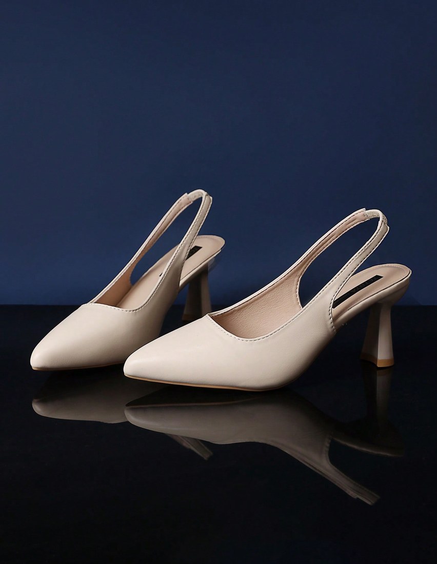 Black Closed Toe Pointed Toe High Heel Sandals Solid Color PU Patchwork Elastic Back Strap Thin Heel Design Luxurious And Fashionable Summer New Style Suitable For Daily Wear Travel Party Commute And