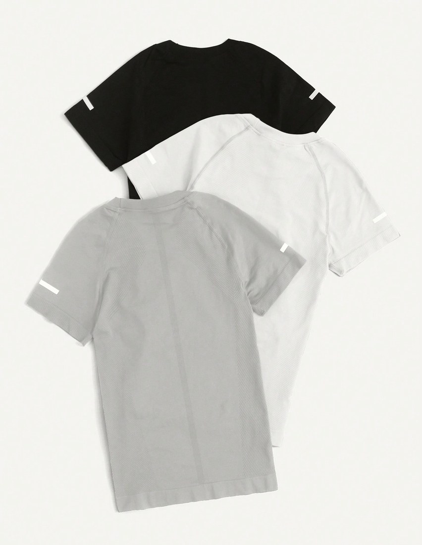 3pcs Letter Graphic Raglan Sleeve Sports Tee Gym Top
