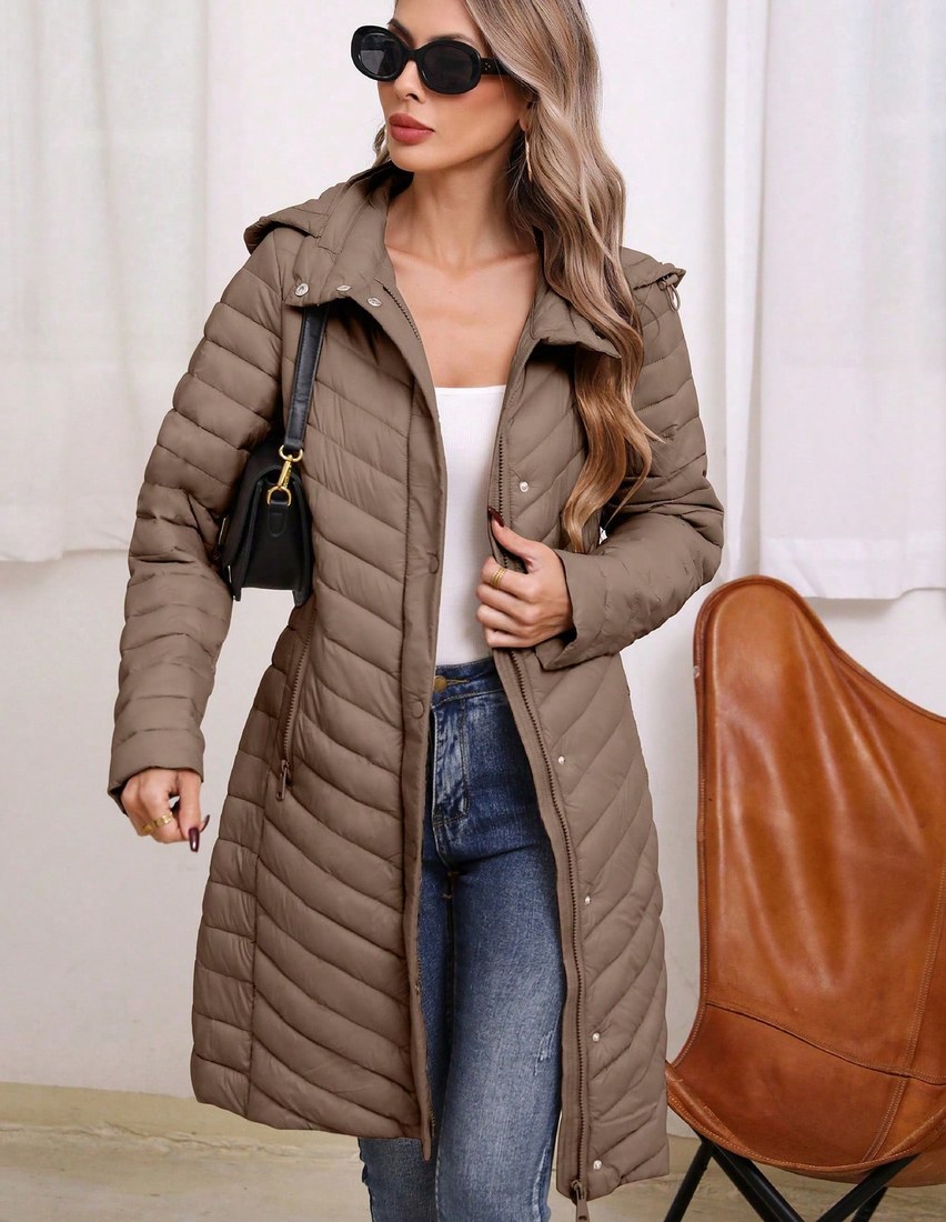 Women s Autumn Winter Long Coat Lightweight With Pockets Suitable For Casual Daily Comfortable Wear Brown