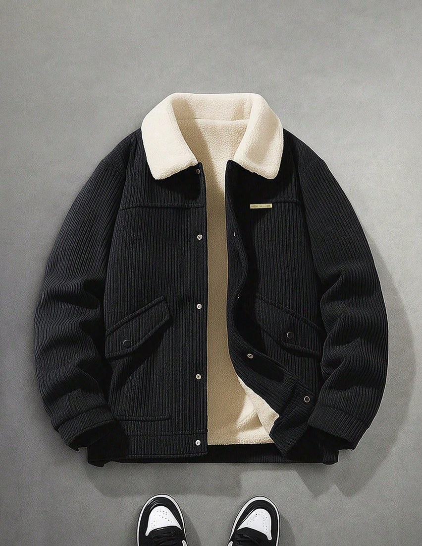 Men s Casual Minimalist Outdoor Long Sleeve Jacket Thermal Lined Thickened Jacket With Collar Suitable For Autumn Winter