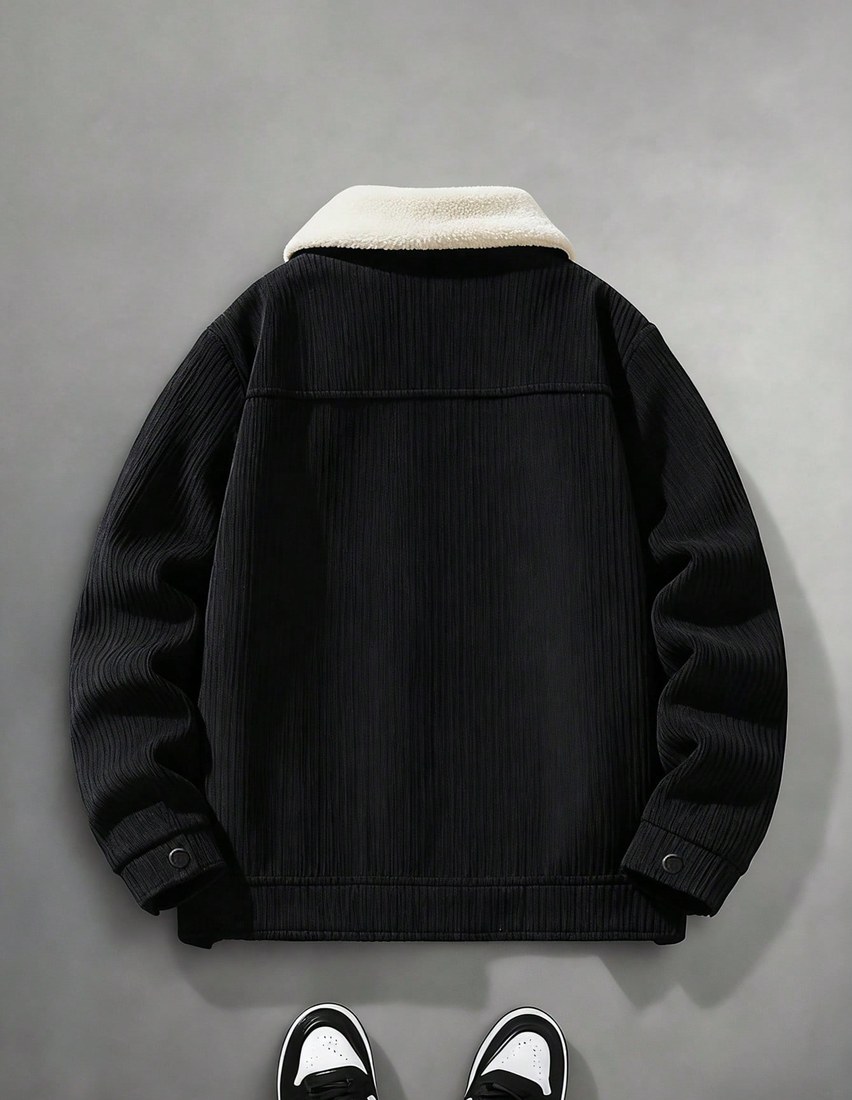 Men s Casual Minimalist Outdoor Long Sleeve Jacket Thermal Lined Thickened Jacket With Collar Suitable For Autumn Winter