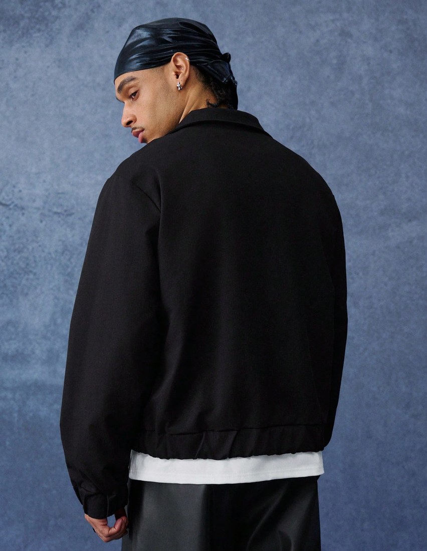 Men s Dark Techwear Asymmetrical Metal Button Aviator Jacket Cleanfit Minimalist Streetwear Style Niche Unique Design Luxury High End Dark Techwear Avant Garde Deconstruction Cleanfit Minimali