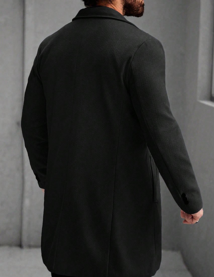 Men s Solid Color Pocket Button Front Long Sleeve Overcoat Autumn Fall Clothes Winter Ceremony