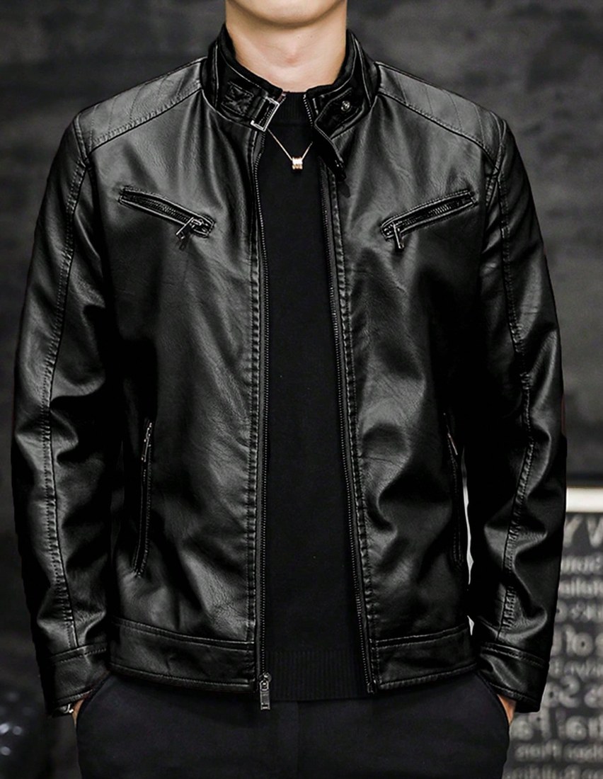 Men s Autumn Outdoor Cycling Motorcycle Leather Jacket