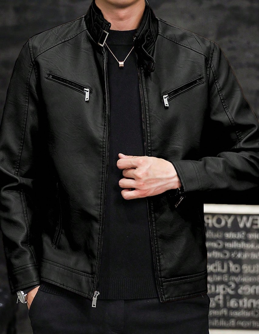 Men s Autumn Outdoor Cycling Motorcycle Leather Jacket