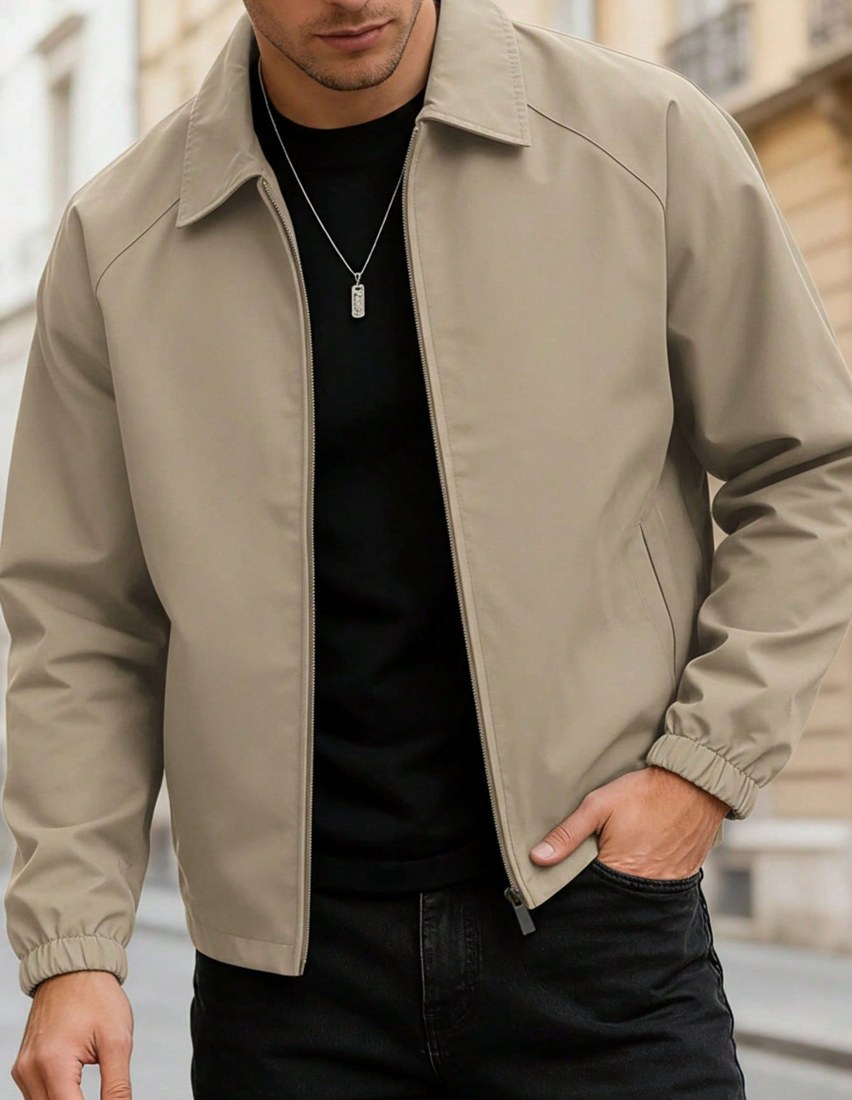 Men s Autumn Thin Fashion Casual Solid Color Coach Jacket Simple Versatile Stylish Lapel Men s Outerwear