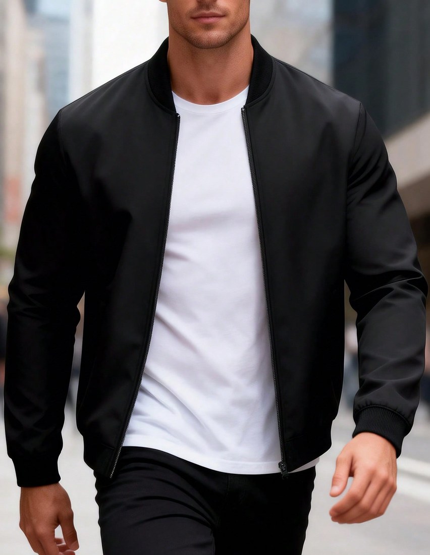 Men s Casual Solid Color Commuter Zip Up Jacket Jacket For Men