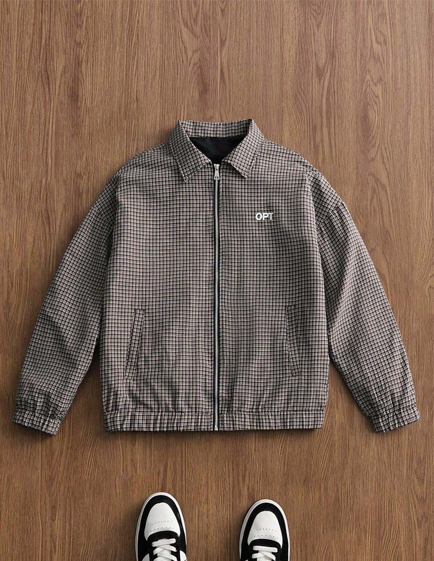 Men s Casual Jacket INS Streetwear Plaid Zip Up Loose Suitable For All Seasons Music Festivals And Daily Matching Boyfriend Husband Gift Y2K