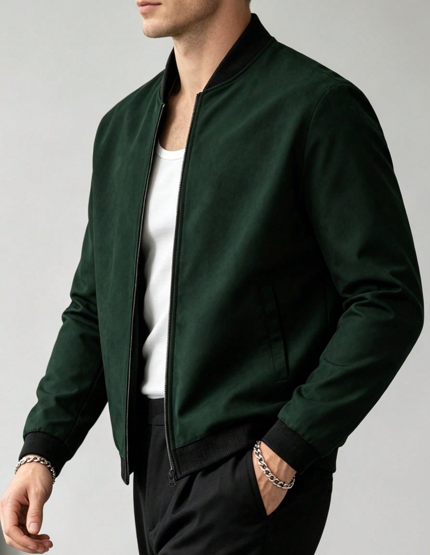 Men s Baseball Collar Color Block Zipper Casual Versatile Daily Wear Long Sleeve Jacket